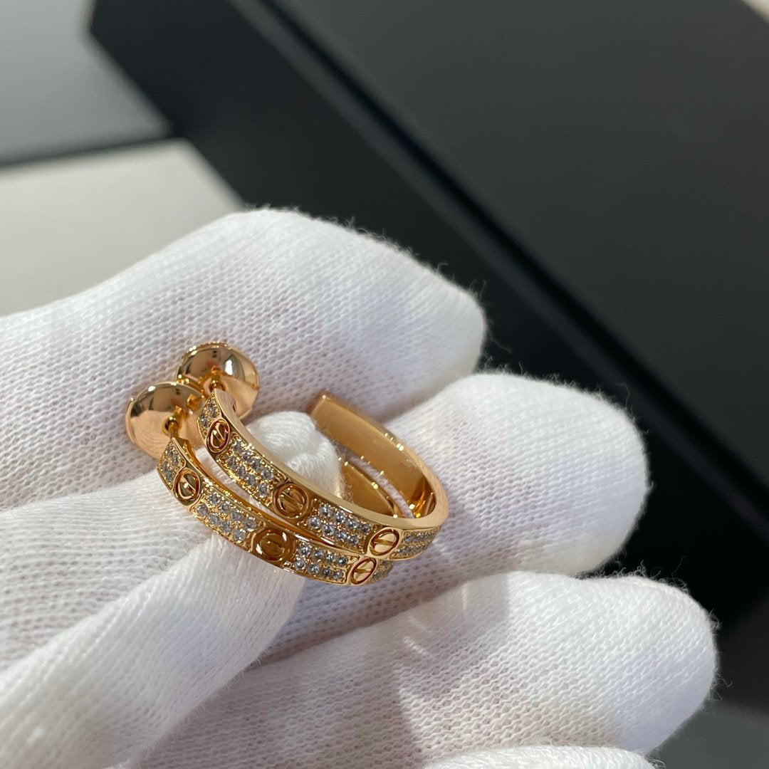 [Vintora]LOVE DIAMOND PINK GOLD HOOP EARRINGS