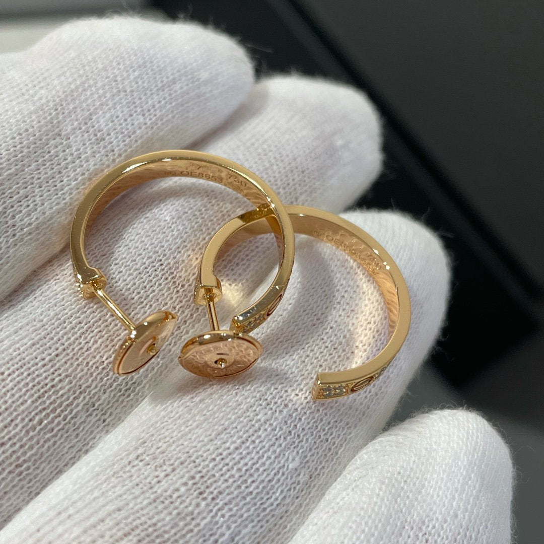 [Vintora]LOVE DIAMOND PINK GOLD HOOP EARRINGS