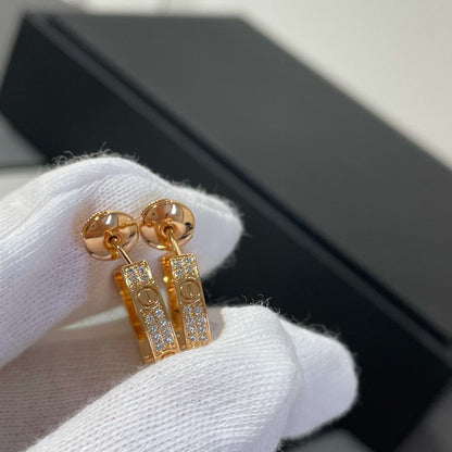 [Vintora]LOVE DIAMOND PINK GOLD HOOP EARRINGS