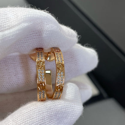 [Vintora]LOVE DIAMOND PINK GOLD HOOP EARRINGS
