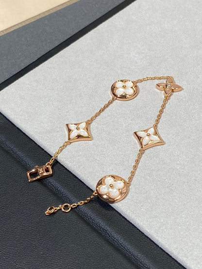 [Vintora]STAR AND SUN 5 MOTIF MOP PINK GOLD BRACELET