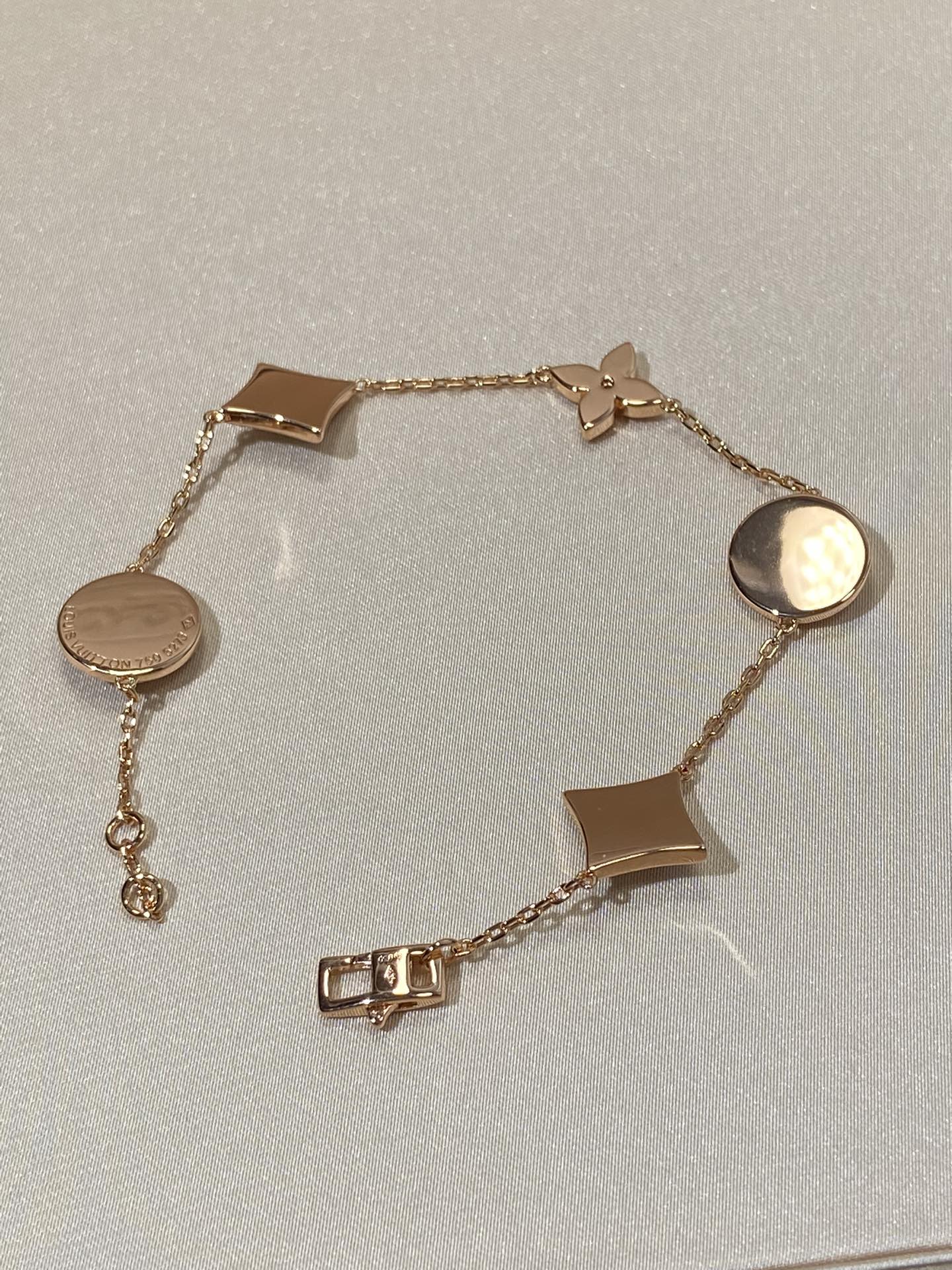 [Vintora]STAR AND SUN 5 MOTIF MOP PINK GOLD BRACELET