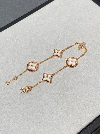 [Vintora]STAR AND SUN 5 MOTIF MOP PINK GOLD BRACELET