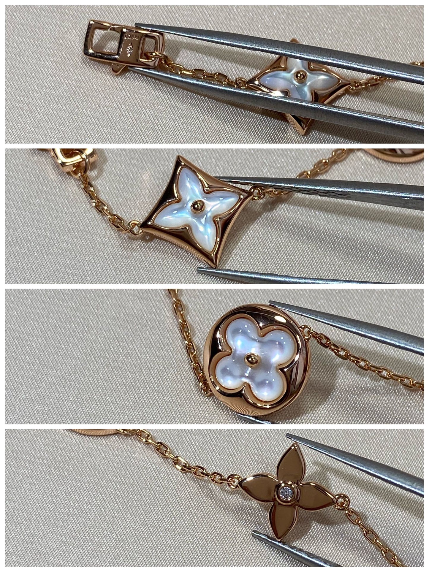 [Vintora]STAR AND SUN 5 MOTIF MOP PINK GOLD BRACELET