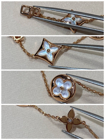 [Vintora]STAR AND SUN 5 MOTIF MOP PINK GOLD BRACELET