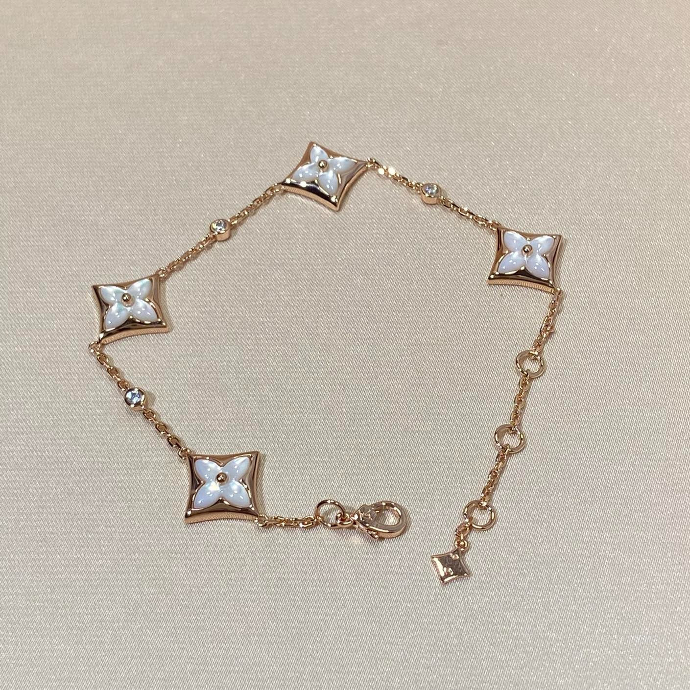 [Vintora]STAR 4 MOTIF MOP DIAMOND PINK GOLD BRACELET