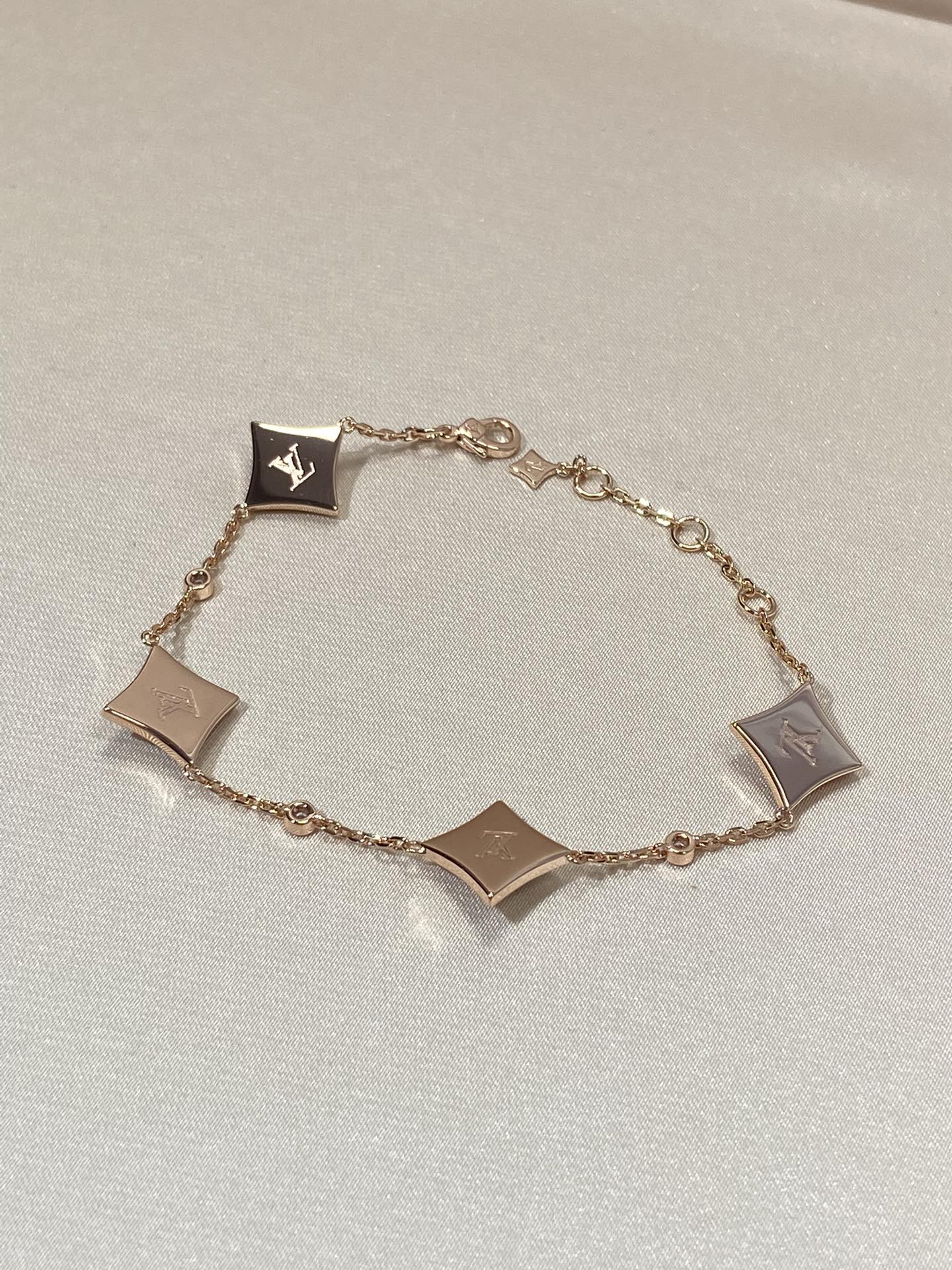 [Vintora]STAR 4 MOTIF MOP DIAMOND PINK GOLD BRACELET