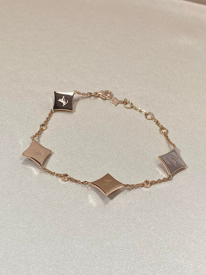 [Vintora]STAR 4 MOTIF MOP DIAMOND PINK GOLD BRACELET
