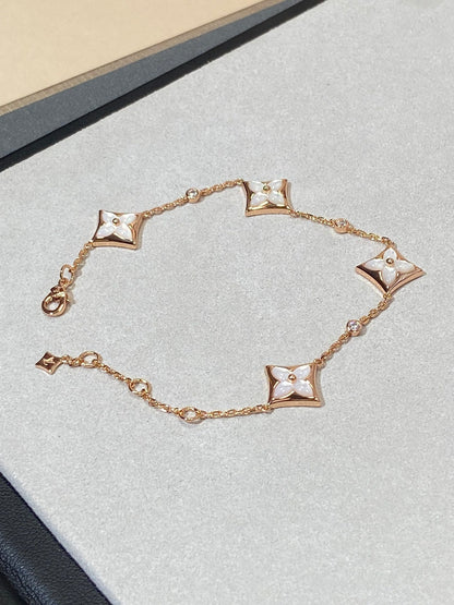 [Vintora]STAR 4 MOTIF MOP DIAMOND PINK GOLD BRACELET