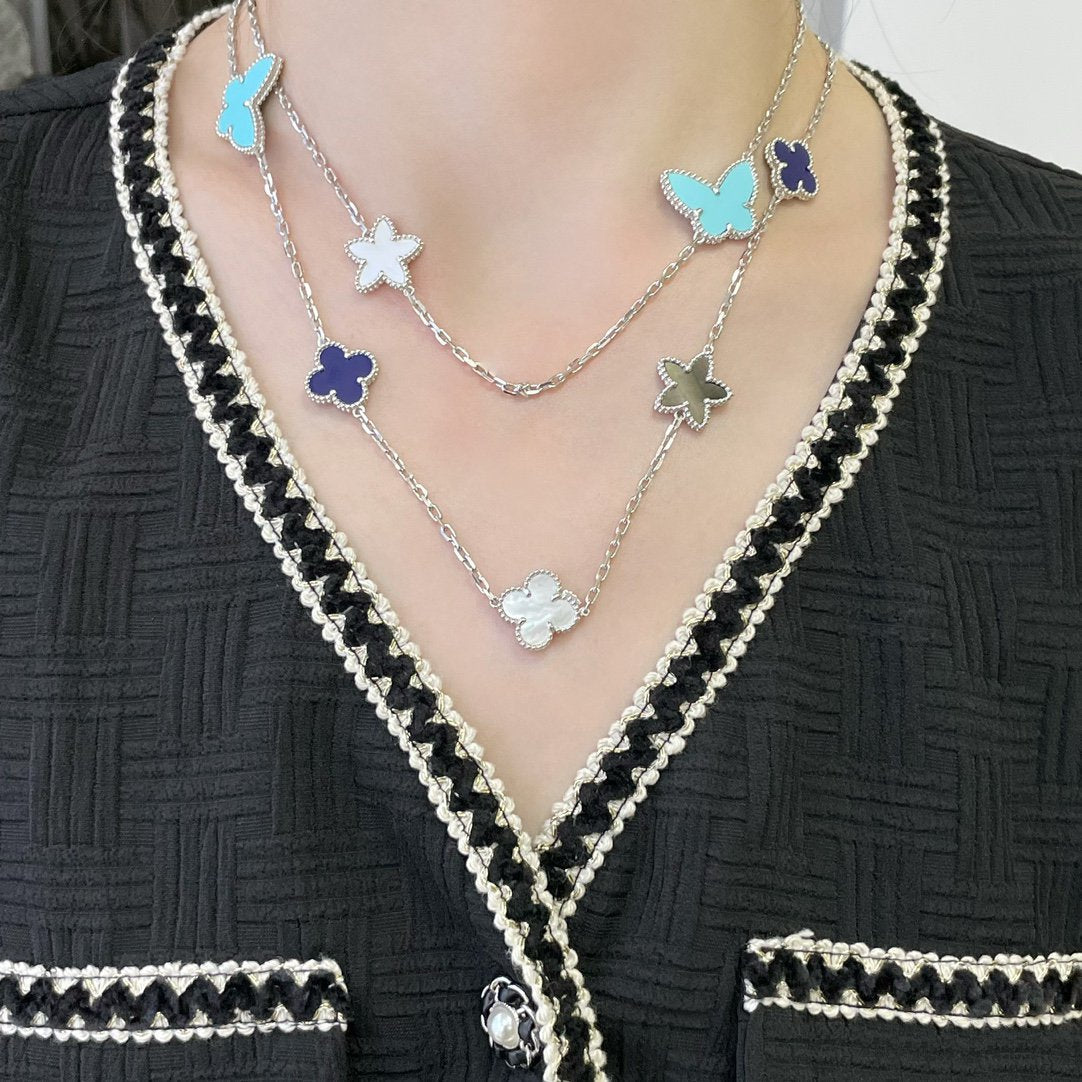 [Vintora]LUCKY CLOVER SILVER 11 MOTIF NECKLACE