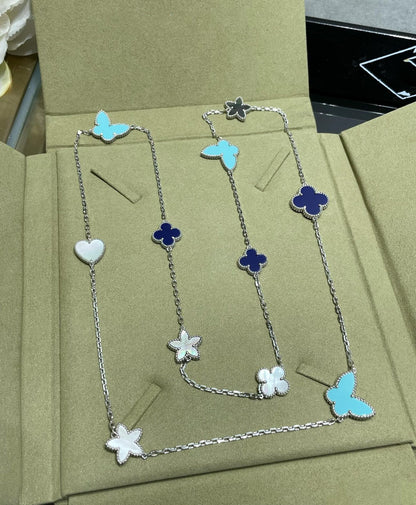 [Vintora]LUCKY CLOVER SILVER 11 MOTIF NECKLACE