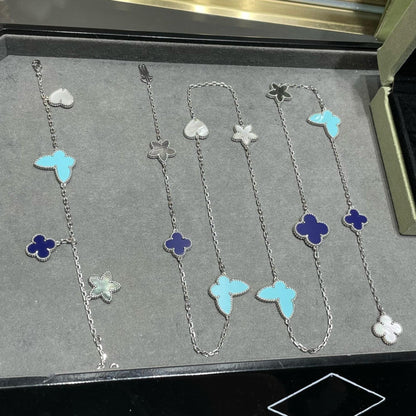 [Vintora]LUCKY CLOVER SILVER 11 MOTIF NECKLACE