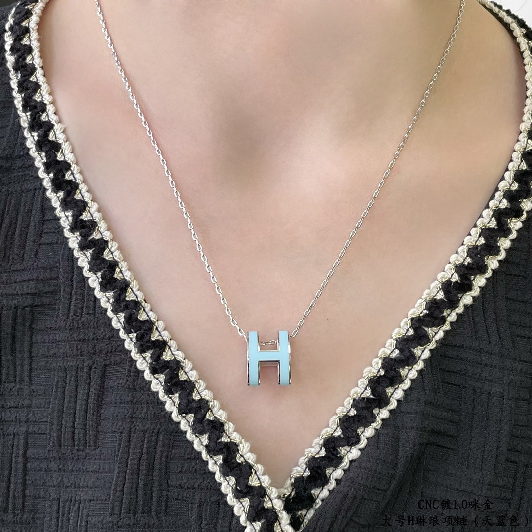 [Vintora]POP H SKY BLUE NECKLACE