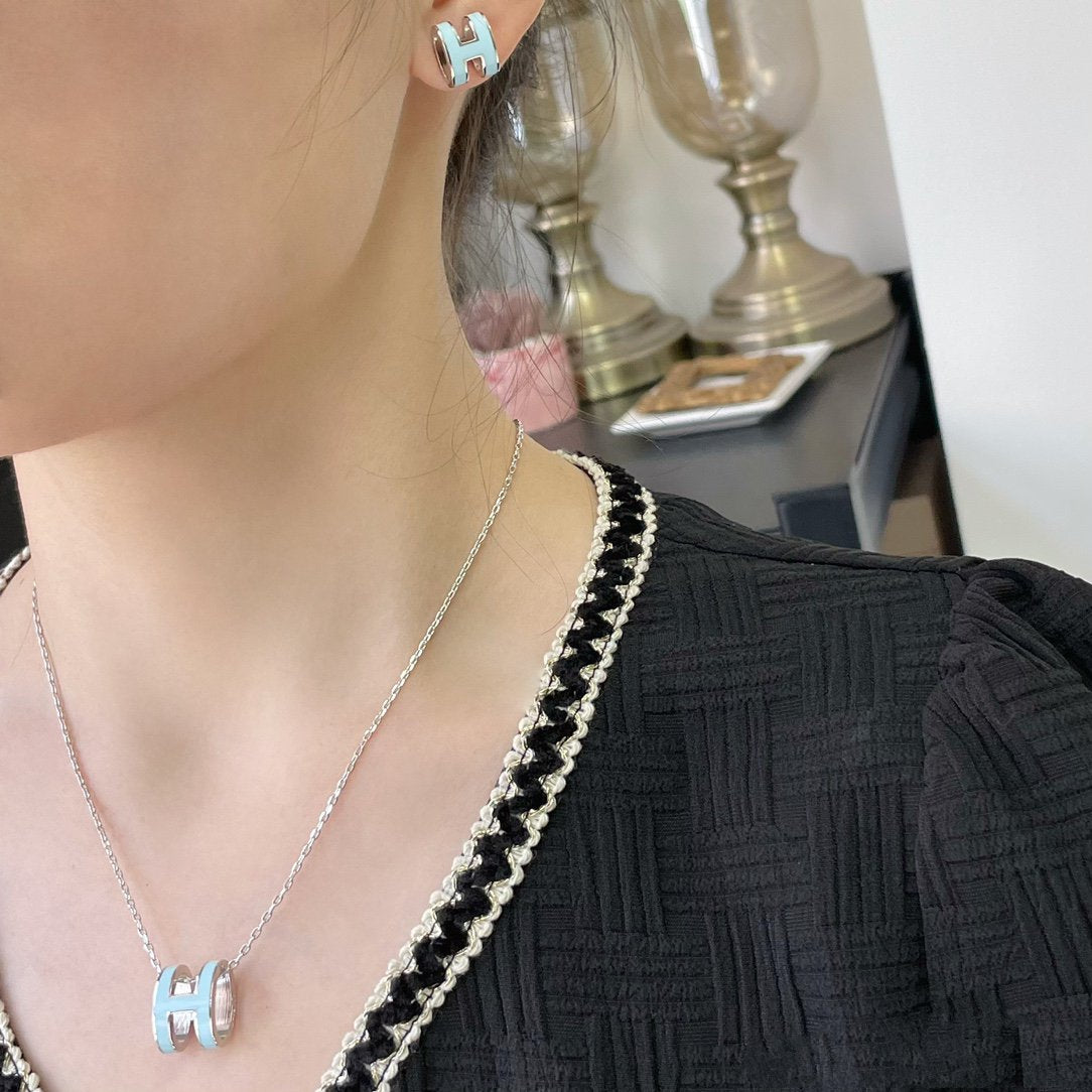 [Vintora]POP H SKY BLUE NECKLACE