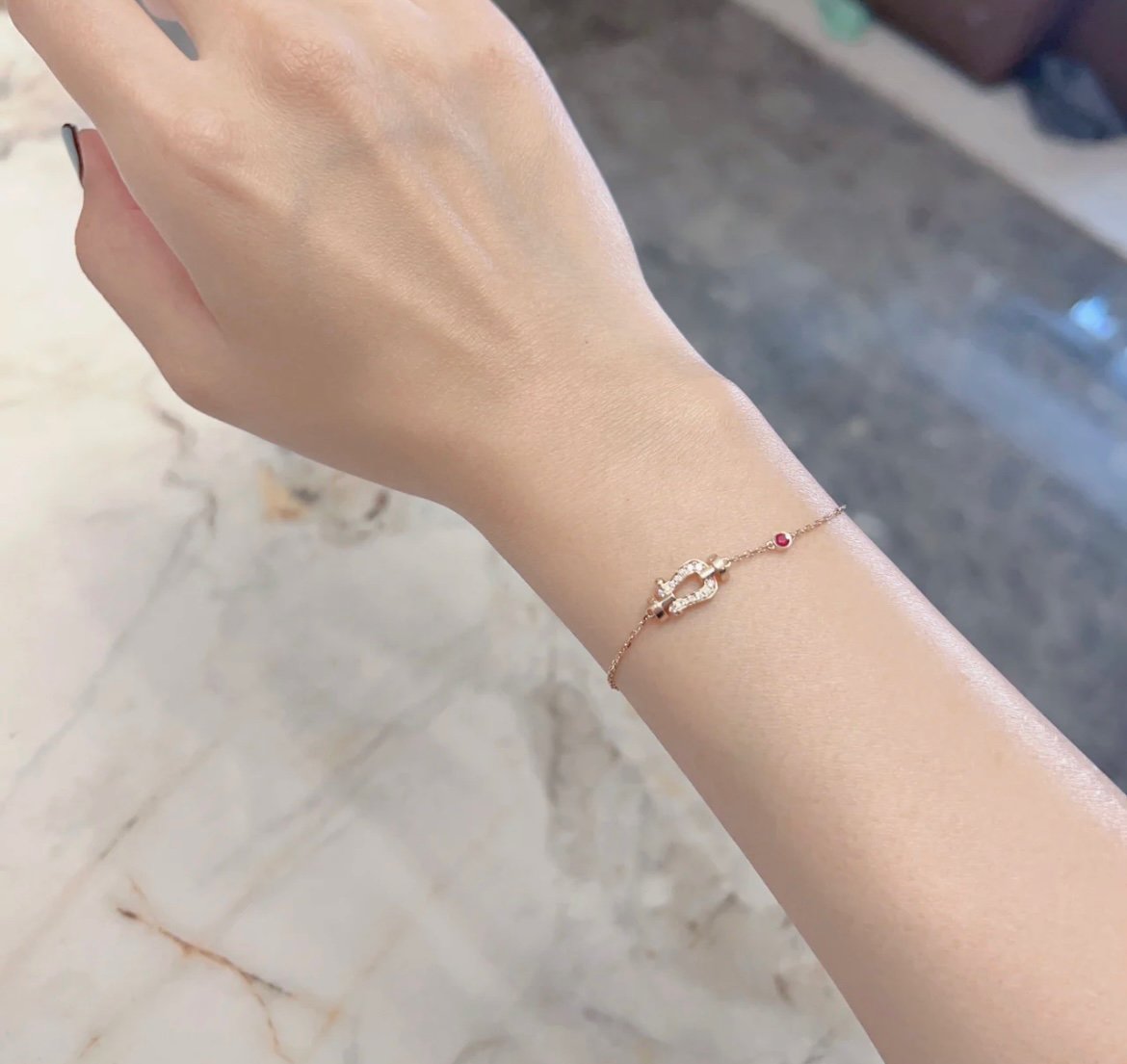 [Vintora]FORCE 10 DIAMOND CHAIN LINK PINK GOLD BRACELET