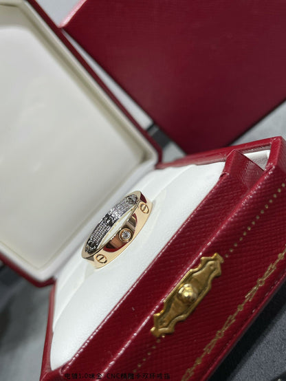 [Vintora]LOVE PINK GOLD SILVER DIAMOND DOUBLE RING