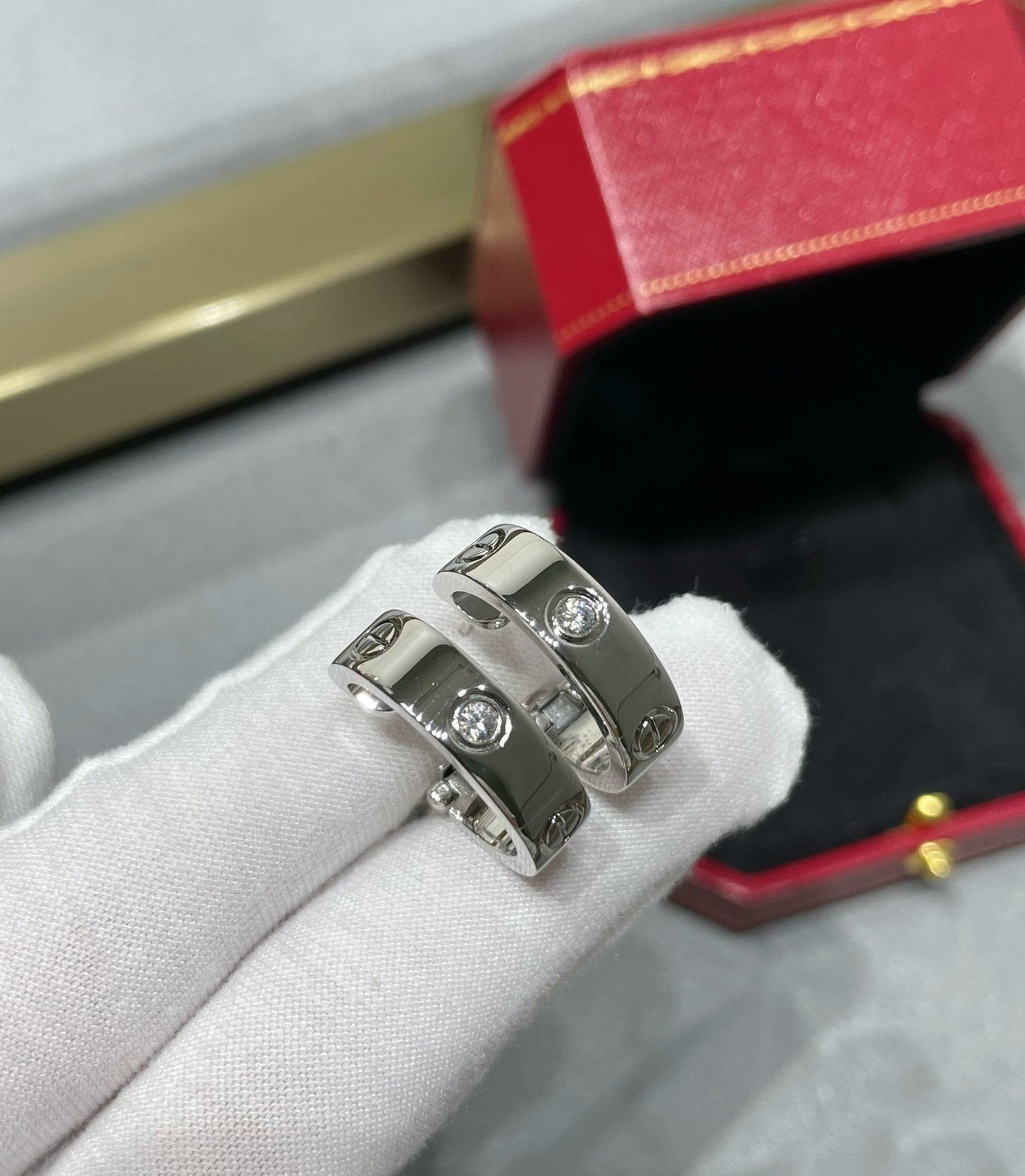 [Vintora]LOVE 5.5MM 1 DIAMOND EARRINGS