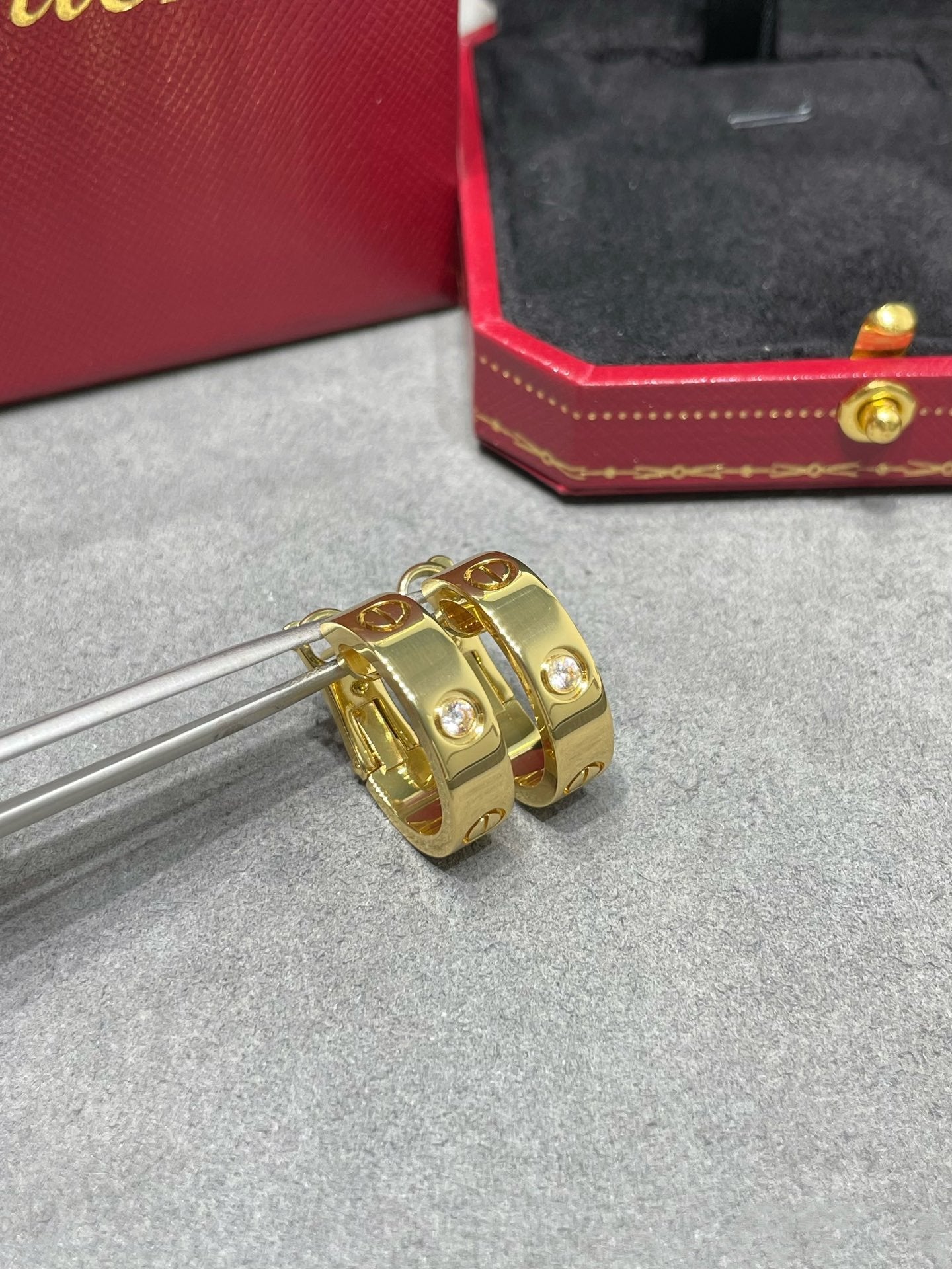 [Vintora]LOVE 5.5MM 1 DIAMOND EARRINGS