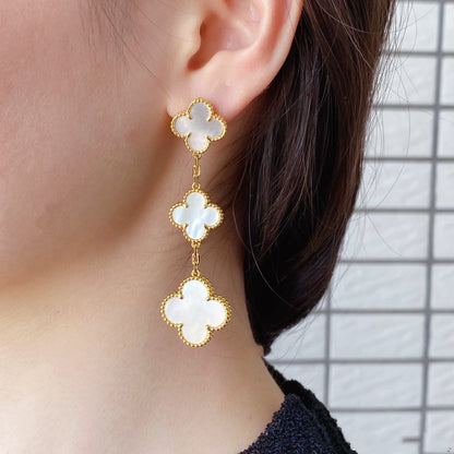 [Vintora]CLOVER MOP 3 MOTIFS GOLD EARRINGS