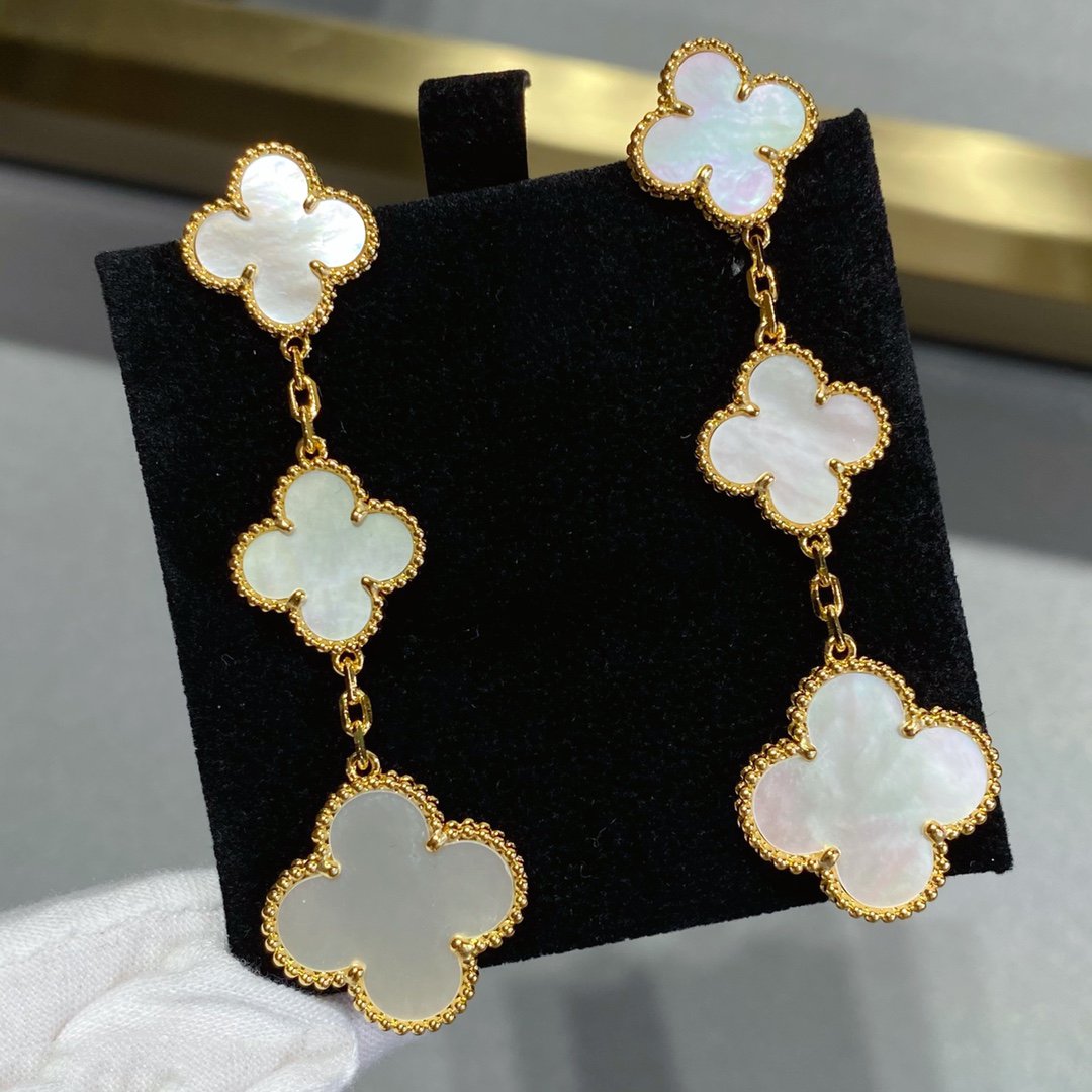 [Vintora]CLOVER MOP 3 MOTIFS GOLD EARRINGS
