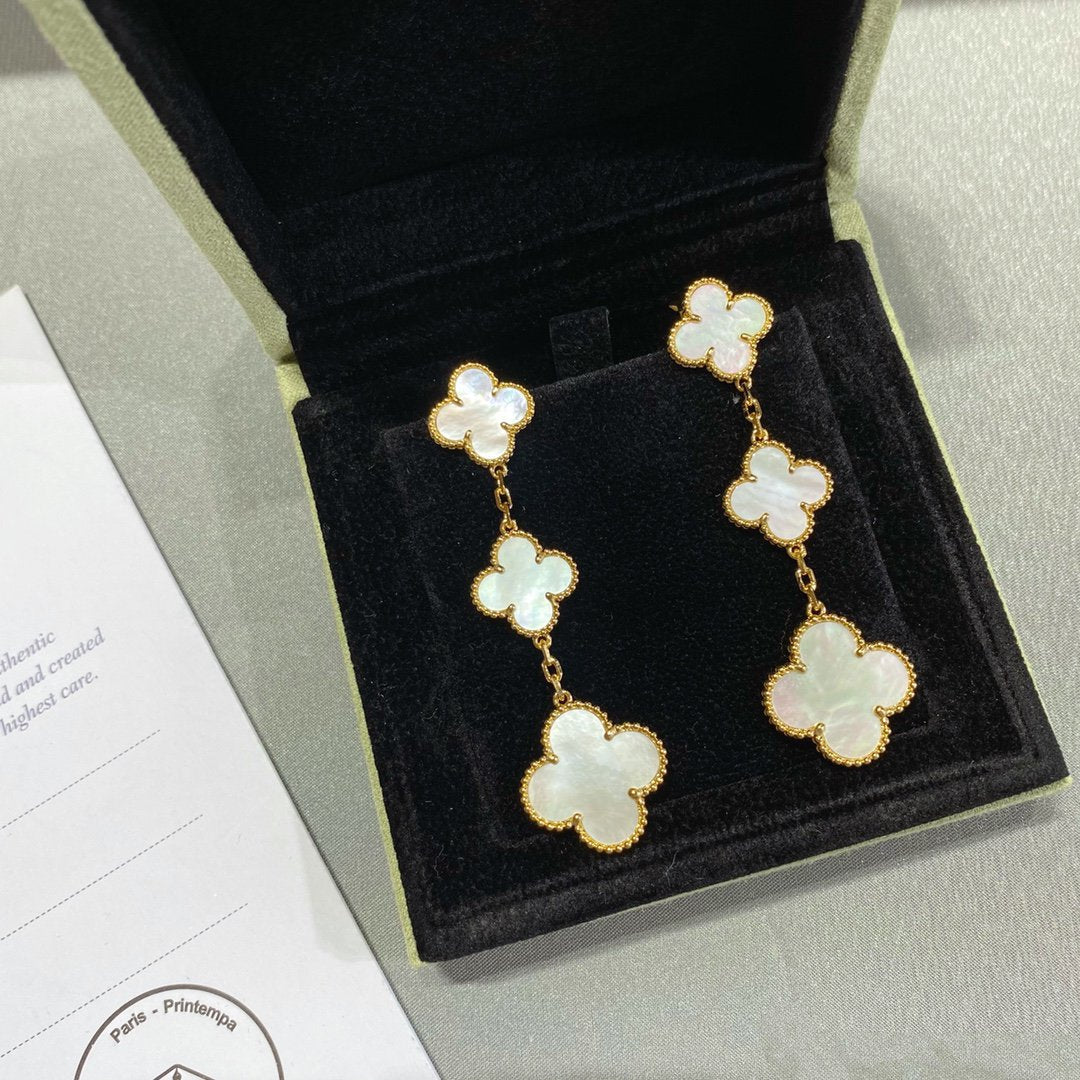 [Vintora]CLOVER MOP 3 MOTIFS GOLD EARRINGS