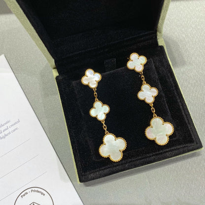 [Vintora]CLOVER MOP 3 MOTIFS GOLD EARRINGS