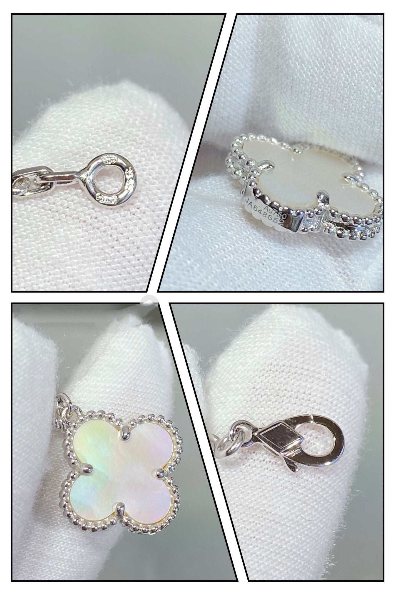 [Vintora]CLOVER 5 MOTIF WHITE MOP SILVER BRACELET