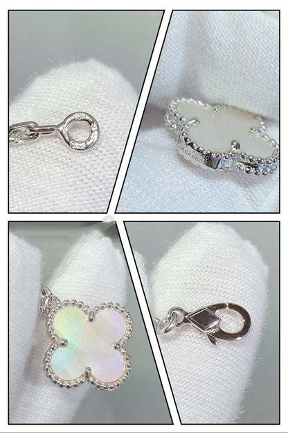 [Vintora]CLOVER 5 MOTIF WHITE MOP SILVER BRACELET