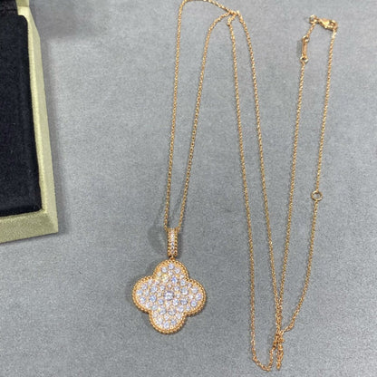 [Vintora]CLOVER 25MM LARGE PEDANT DIAMOND PAVED LONG NECKLACE