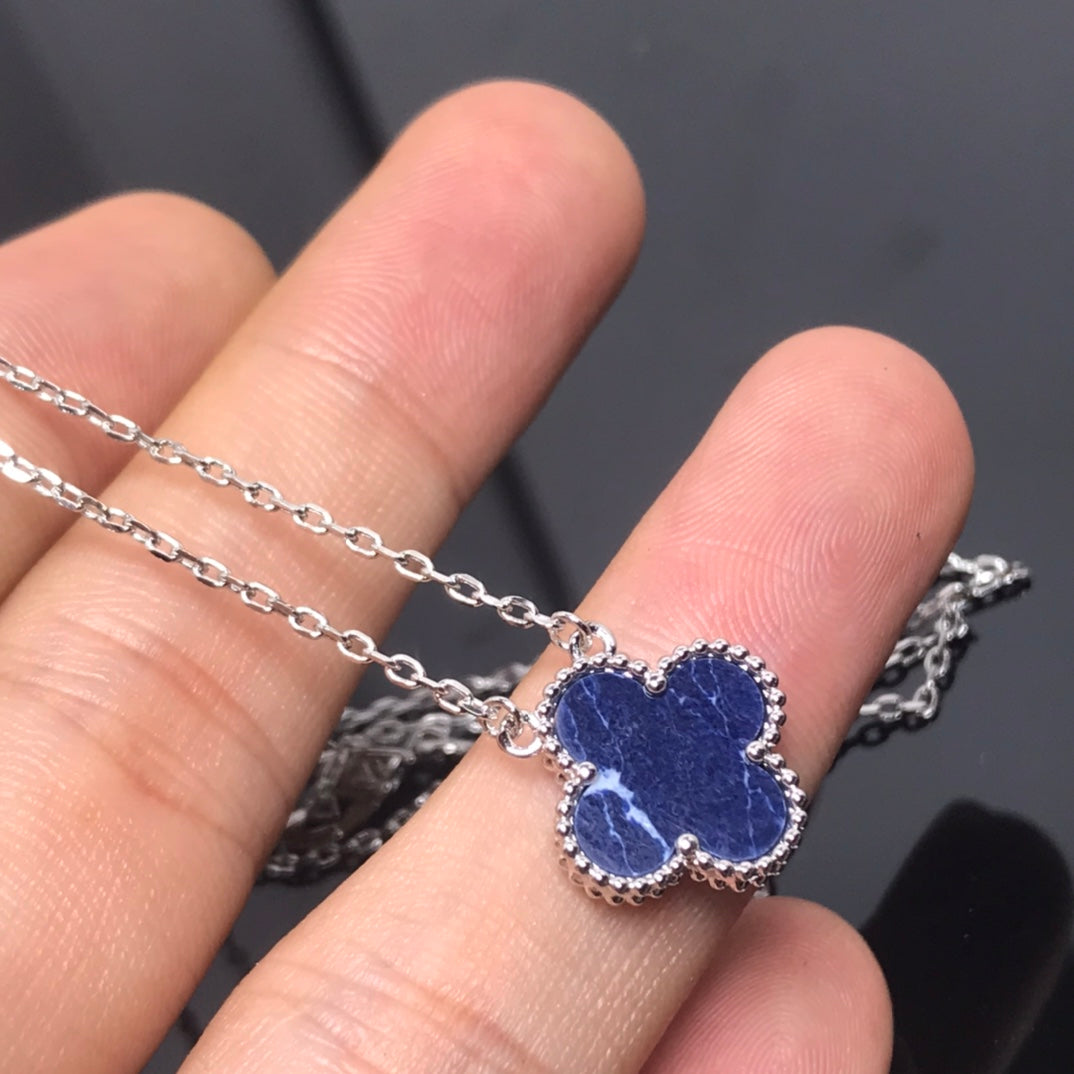 [Vintora]CLOVER PIETERSITE SILVER LONG NECKLACE