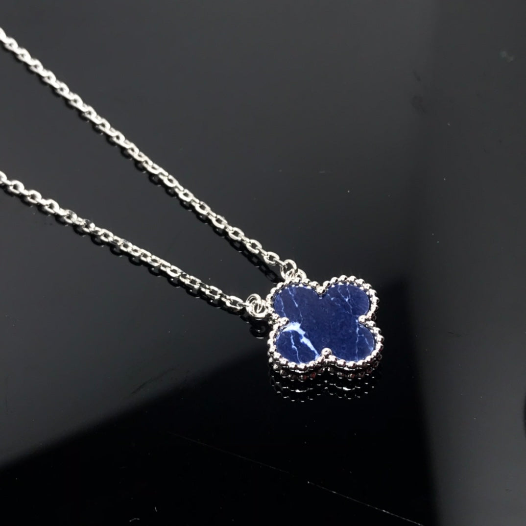 [Vintora]CLOVER PIETERSITE SILVER LONG NECKLACE
