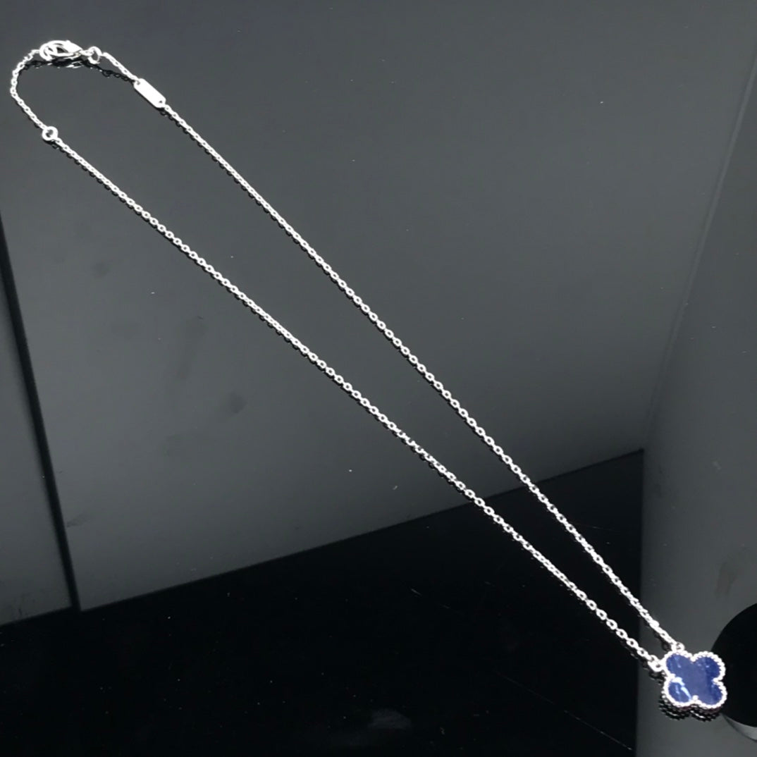 [Vintora]CLOVER PIETERSITE SILVER LONG NECKLACE