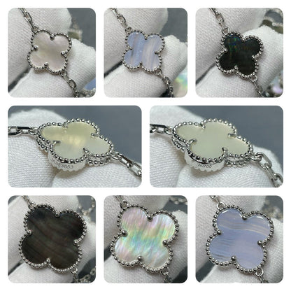 [Vintora]CLOVER 16 MOTIF CHALCEDONY MOP SILVER NECKLACE