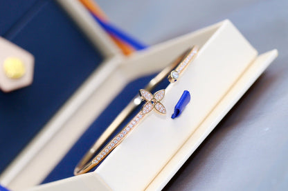 [Vintora]IDYLLE PINK GOLD OPEN BRACELET DIAMOND PAVED