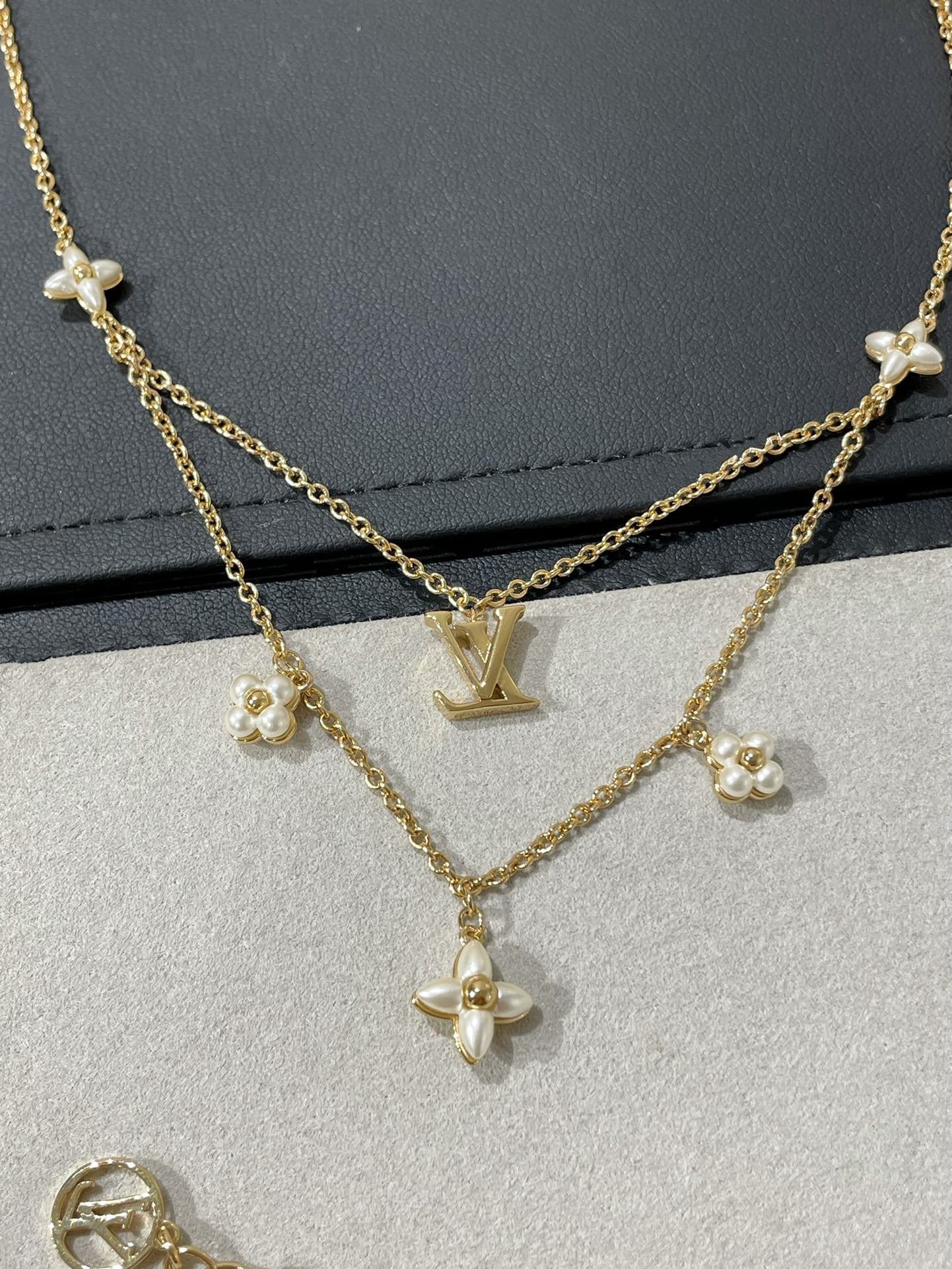 [Vintora]FLOWERGRAM GOLD MOP DOUBLE ROW NECKLACE