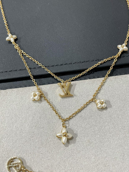 [Vintora]FLOWERGRAM GOLD MOP DOUBLE ROW NECKLACE