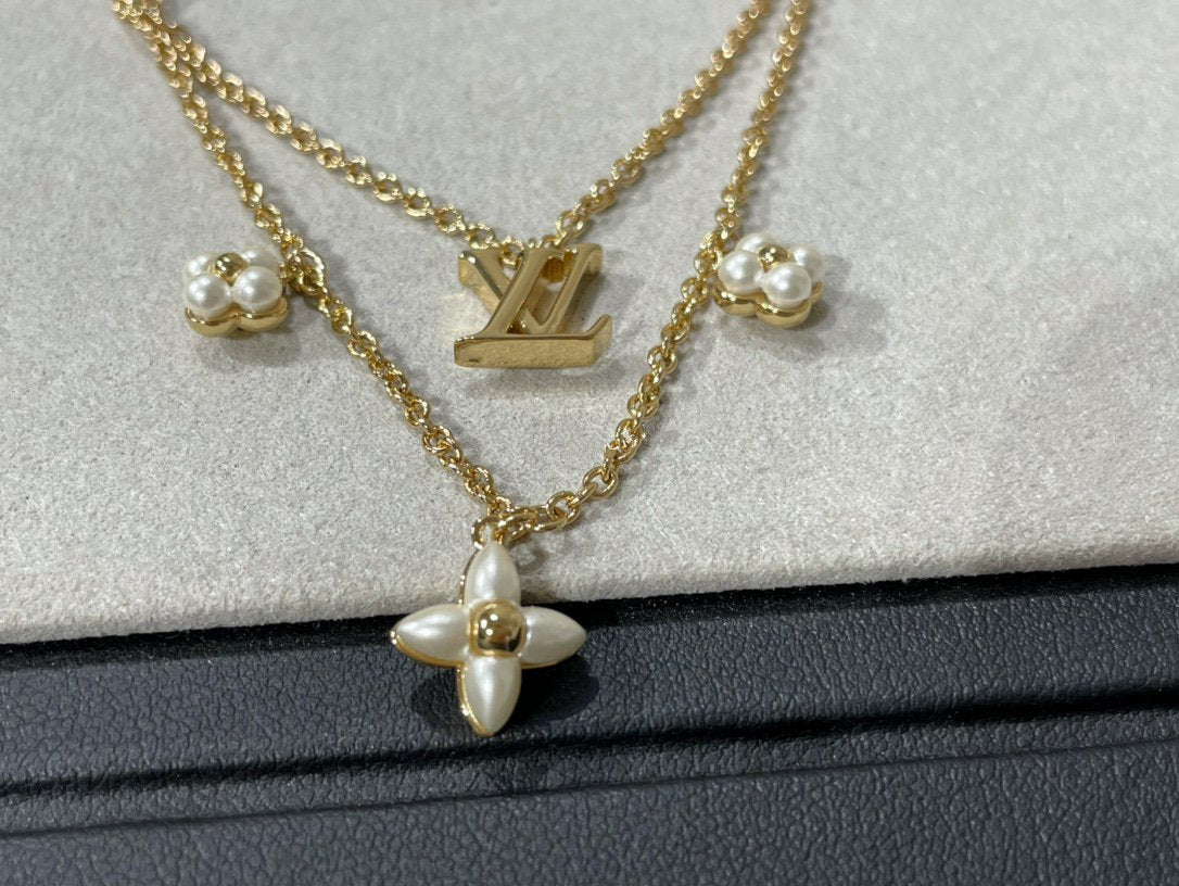 [Vintora]FLOWERGRAM GOLD MOP DOUBLE ROW NECKLACE