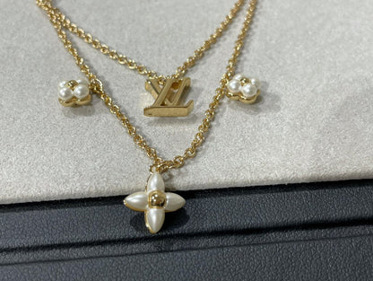 [Vintora]FLOWERGRAM GOLD MOP DOUBLE ROW NECKLACE