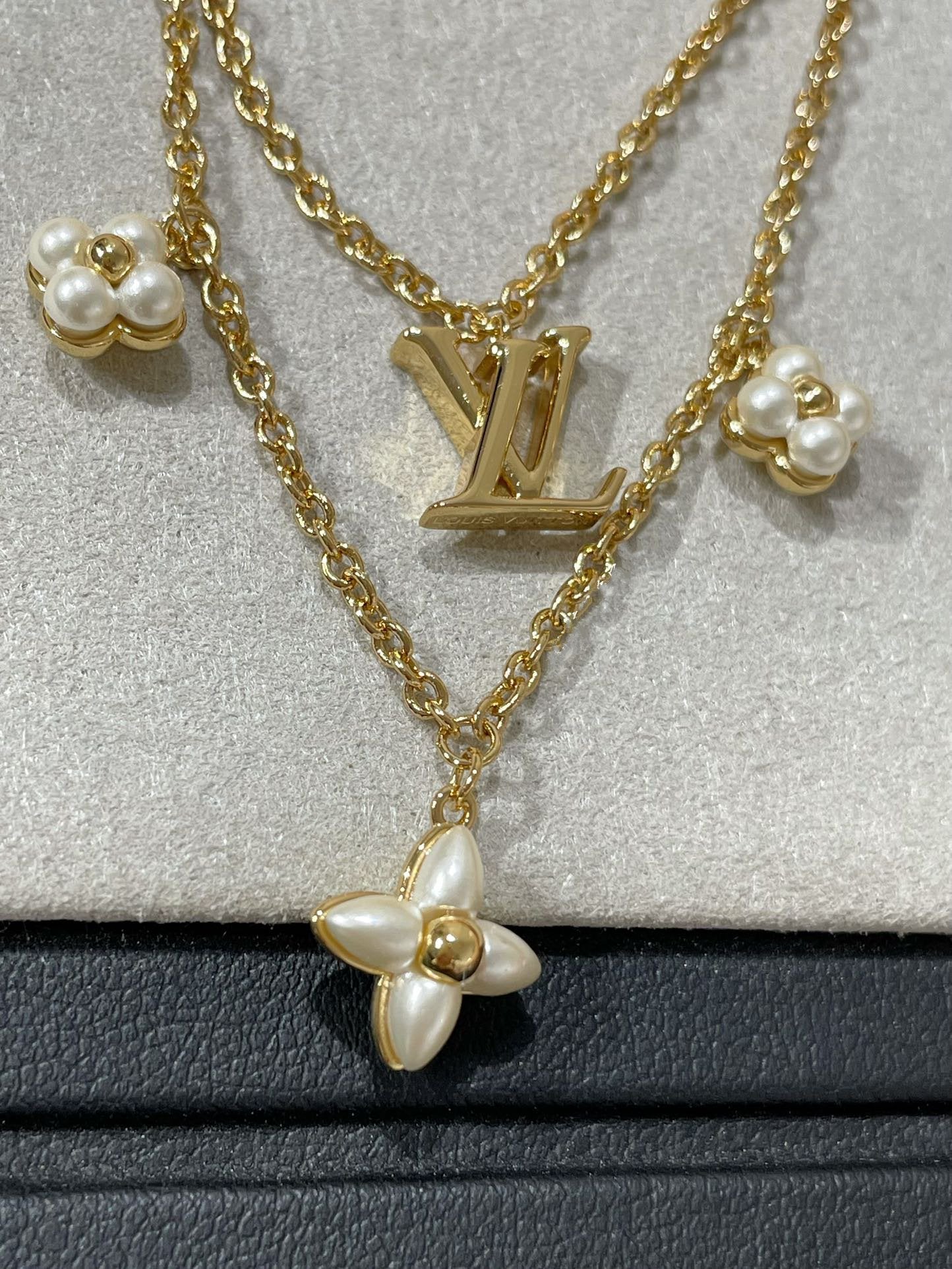 [Vintora]FLOWERGRAM GOLD MOP DOUBLE ROW NECKLACE