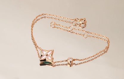 [Vintora]STAR PINK MOP 1 DIAMOND PINK GOLD NECKLACE