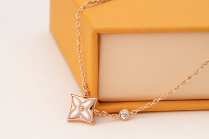 [Vintora]STAR PINK MOP 1 DIAMOND PINK GOLD NECKLACE