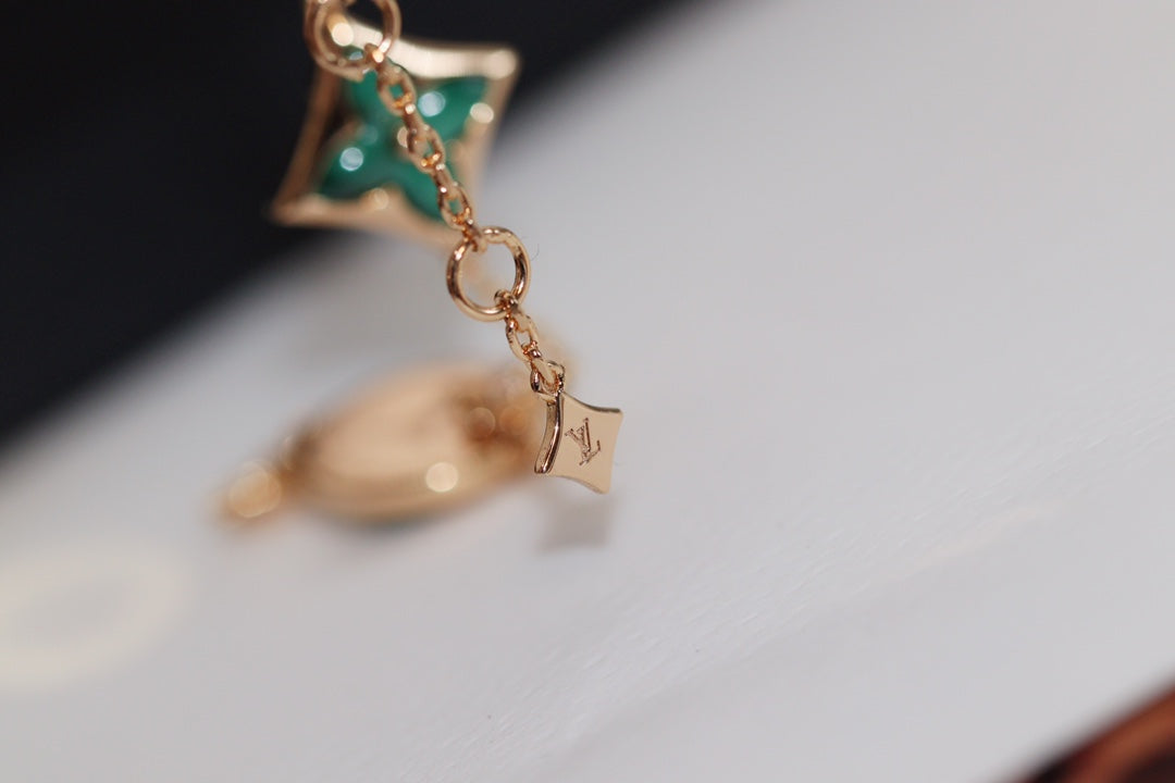 [Vintora]STAR AND SUN 4 MOTIF PINK GOLD MALACHITE BRACELET
