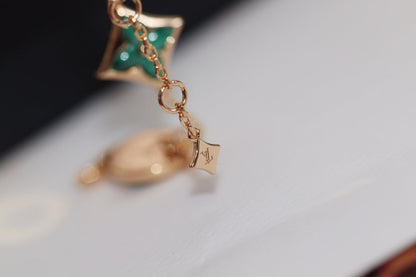 [Vintora]STAR AND SUN 4 MOTIF PINK GOLD MALACHITE BRACELET