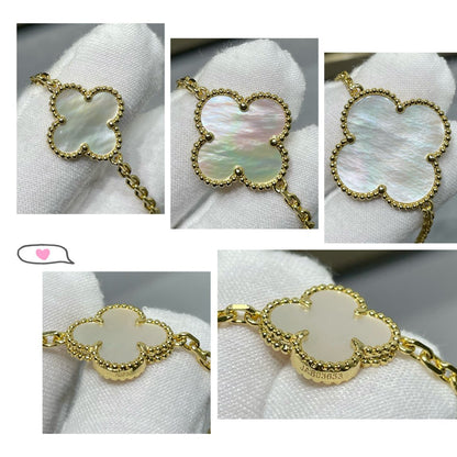 [Vintora]CLOVER 16 MOTIF WHITE MOP GOLD NECKLACE