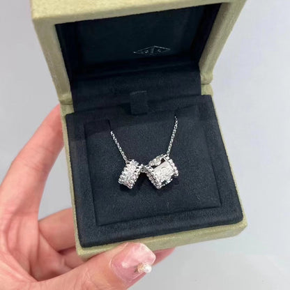 [Vintora]PERLEE DOUBLE PENDANT SILVER DIAMOND NECKLACE