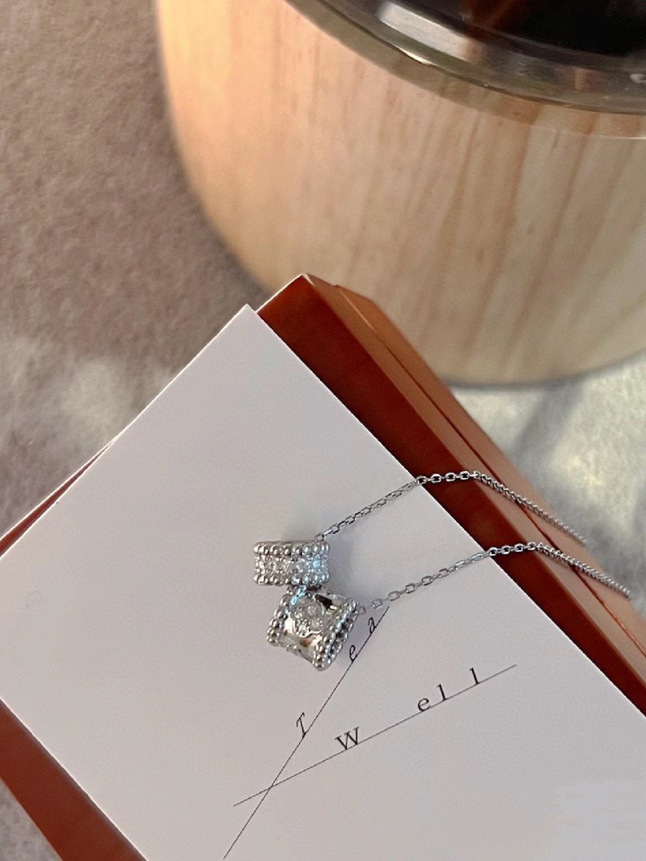[Vintora]PERLEE DOUBLE PENDANT SILVER DIAMOND NECKLACE