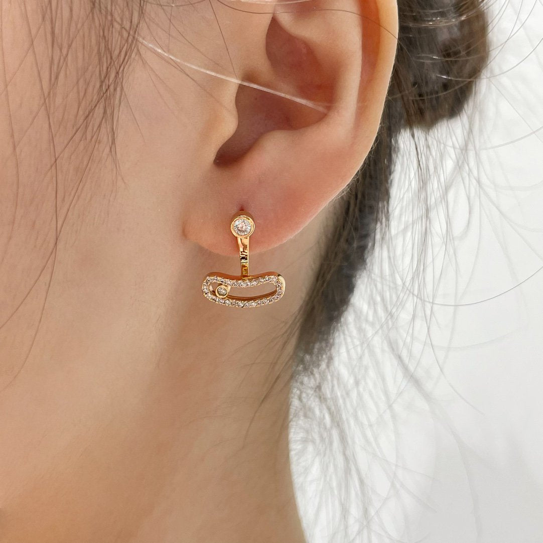 [Vintora]MOVE UNO PINK GOLD DIAMOND EARRINGS