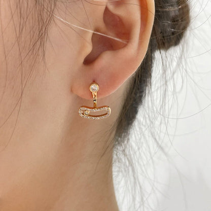 [Vintora]MOVE UNO PINK GOLD DIAMOND EARRINGS