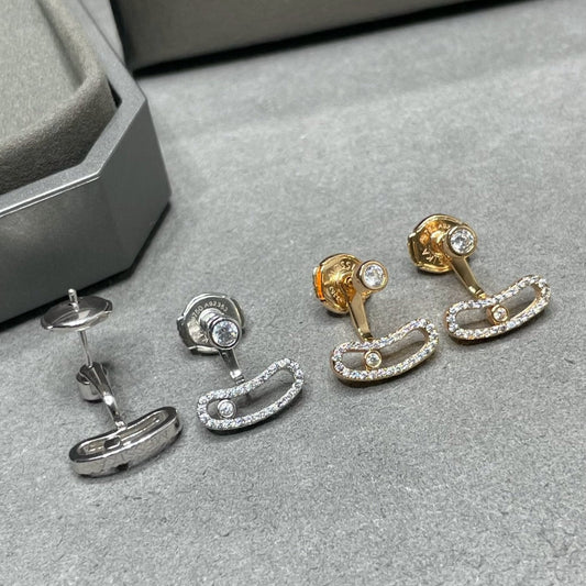 [Vintora]MOVE UNO PINK GOLD DIAMOND EARRINGS