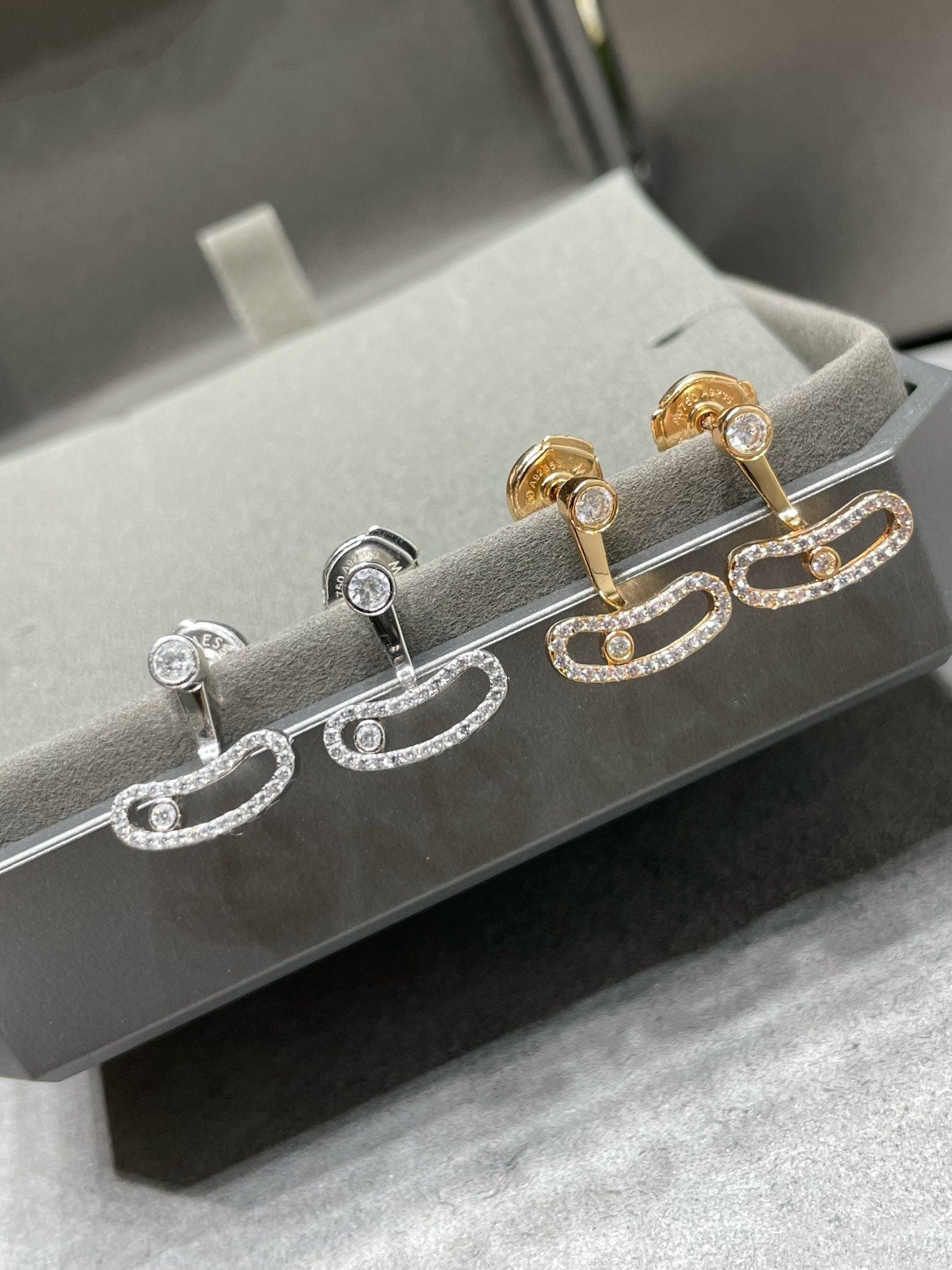 [Vintora]MOVE UNO PINK GOLD DIAMOND EARRINGS